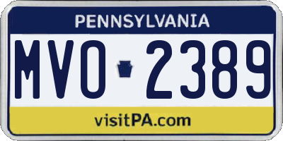 PA license plate MVO2389