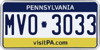 PA license plate MVO3033