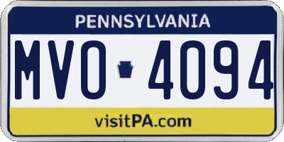 PA license plate MVO4094