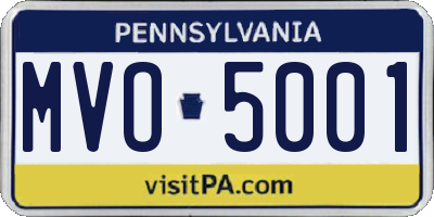 PA license plate MVO5001