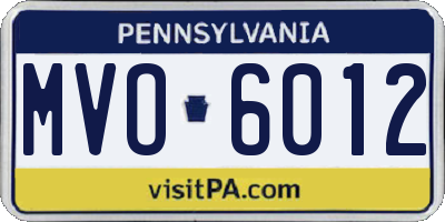 PA license plate MVO6012