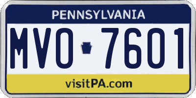 PA license plate MVO7601