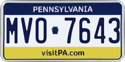PA license plate MVO7643
