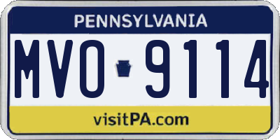 PA license plate MVO9114