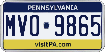 PA license plate MVO9865