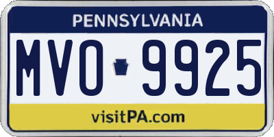 PA license plate MVO9925