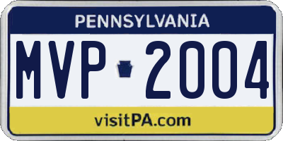 PA license plate MVP2004