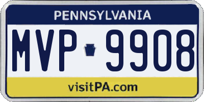 PA license plate MVP9908
