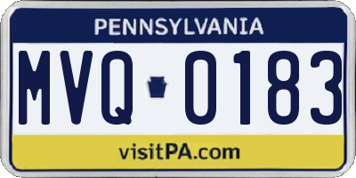 PA license plate MVQ0183