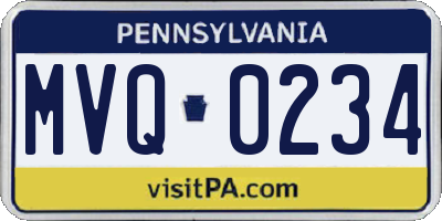 PA license plate MVQ0234