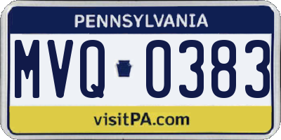 PA license plate MVQ0383