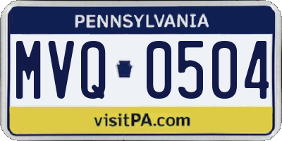 PA license plate MVQ0504