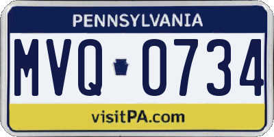 PA license plate MVQ0734