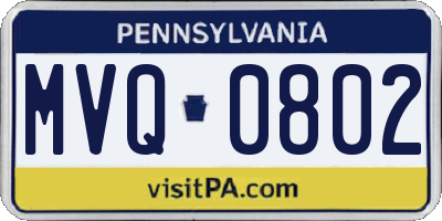 PA license plate MVQ0802