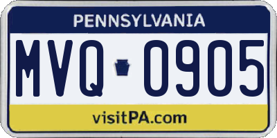 PA license plate MVQ0905