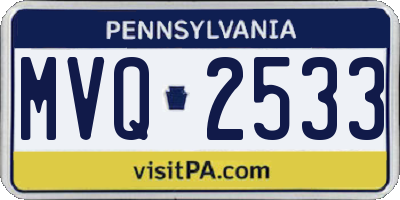 PA license plate MVQ2533