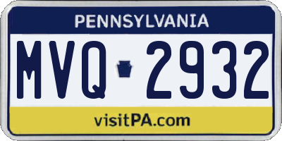 PA license plate MVQ2932