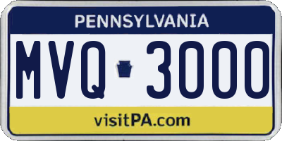 PA license plate MVQ3000