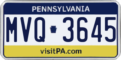 PA license plate MVQ3645