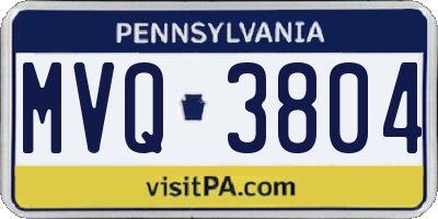 PA license plate MVQ3804