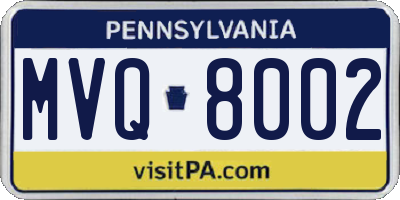 PA license plate MVQ8002
