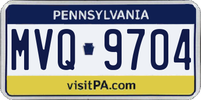 PA license plate MVQ9704