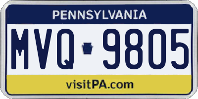 PA license plate MVQ9805