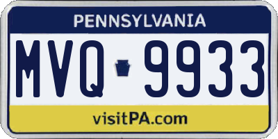 PA license plate MVQ9933