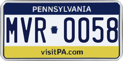 PA license plate MVR0058