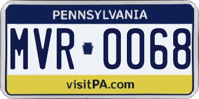 PA license plate MVR0068
