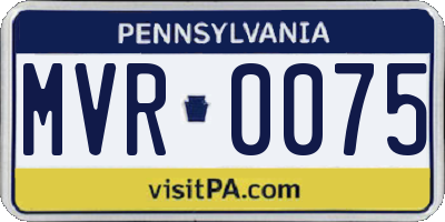 PA license plate MVR0075