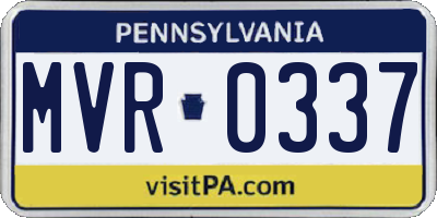 PA license plate MVR0337