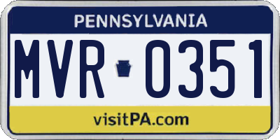PA license plate MVR0351