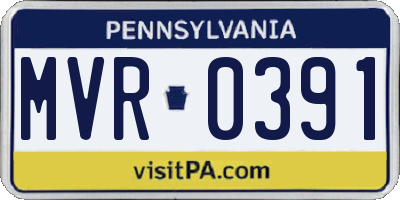 PA license plate MVR0391