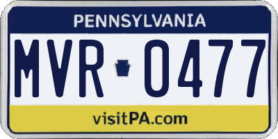 PA license plate MVR0477