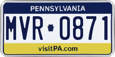 PA license plate MVR0871