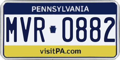 PA license plate MVR0882