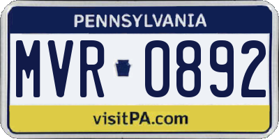 PA license plate MVR0892