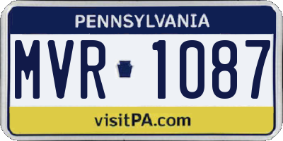 PA license plate MVR1087