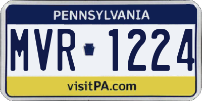 PA license plate MVR1224