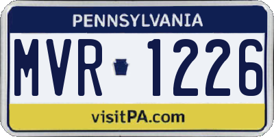 PA license plate MVR1226