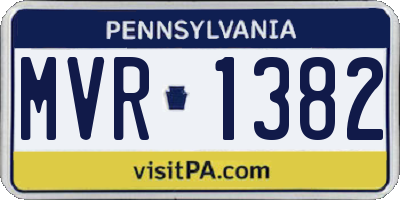 PA license plate MVR1382
