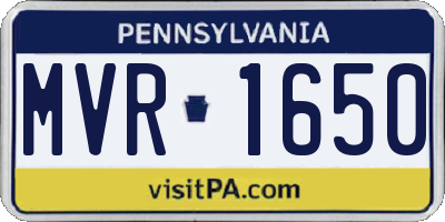 PA license plate MVR1650