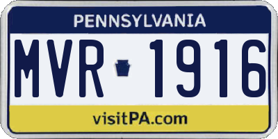 PA license plate MVR1916