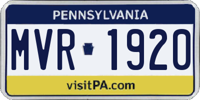 PA license plate MVR1920