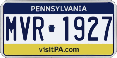 PA license plate MVR1927