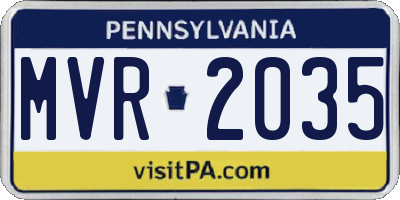 PA license plate MVR2035