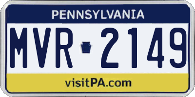 PA license plate MVR2149