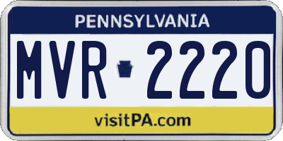 PA license plate MVR2220