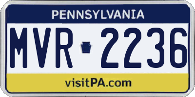 PA license plate MVR2236